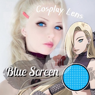 พร้อมส่งไวจากไทย คอนแทคเลนส์คอสเพลย์ Blue Screen เลนส์ตาข่ายฟ้าขอบดำ สีฟ้าทั้งลูกตา