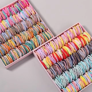 Tinywiny Candy Color Soft Elastic Hair Ties 100 ชิ้นสําหรับเด็กผู้หญิงและเด็ก