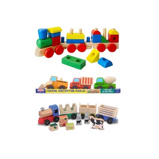 [ของแท้ USA] Melissa & Doug Stacking Train & Cars รถไฟแต่ละชิ้นเป็นชิ้นใหญ่ หลากรุ่น 572/4545/3076 จึงใช้เฉพาะกล้ามเนื้อมัดใหญ่เป็นหลัก ทนทาน