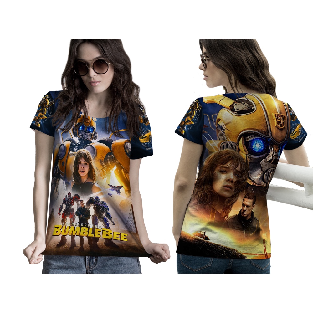 TiniShop - เสื้อยืดผู้หญิง Transformers Bumblebee / เสื้อยืดพิมพ์ลายแบบเต็ม Transformers Bumblebee 3