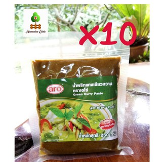 Aro Green Curry Paste 250g 10 sachets น้ำพริกแกงเขียวหวาน ตราเอโร่ 250 กรัม 10 ถุง