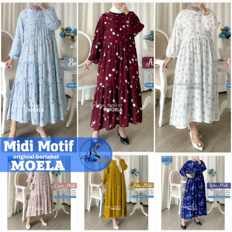 CAMI/ILA/ANKA/RELU/YASAM/ALERI/BERU MIDI DRESS MOTIF PREMIUM RAYON MATERIAL ORIGINAL BY MOELATED