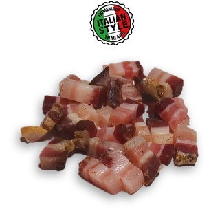 DICED PORK BELLY homemade Italian-style | หมูสามชั้นหั่นเต๋า | Italian cured PORK BELLY and diced | grams 90 กรัม