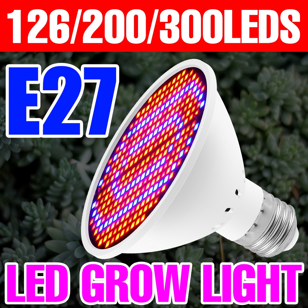 เรือนกระจกหลอดไฟ Grow Light หลอดไฟ E27 Full Spectrum Led Phyto โคมไฟ Growth Light Hydroponics 126 200 300Led Grow เต็นท์85-265V