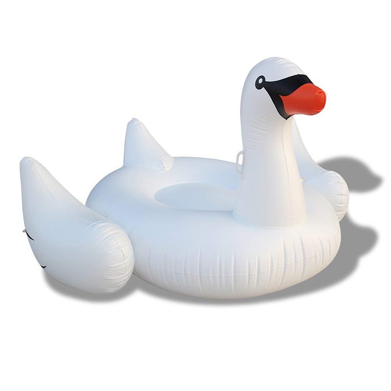 150cm White Inflatable Swan Pool Float Giant Swimming Ring Summer Water ...