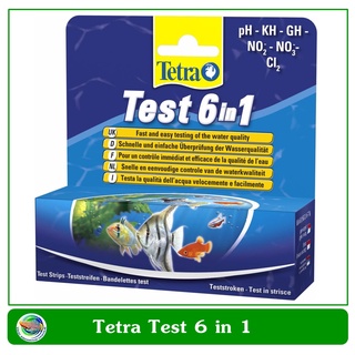 Tetra Test 6 in 1 สำหรับทดสอบค่า pH, ไนเตรท ไนไตรท์, คาร์บอเนต, คลอรีน และค่าความกระด้างของน้ำ