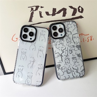 Casetify เคสโทรศัพท์มือถือแบบนิ่ม TPU ใส กันกระแทก ลายศิลปะบนร่างกาย สําหรับ iPhone 13 Pro Max 12 Pro Max 11 Pro Max 12 7 8 Plus X XR Xs Max 11