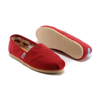 🍒แท้💯 Toms รองเท้าผ้าใบลําลอง ส้นแบน ลายทาง สีฟ้า สําหรับผู้ชาย ผู้หญิง