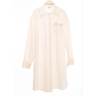 กรีน ค๊อตตอน ชุดนอนคอเชิ๊ต กระเป๋าติดลูกไม้ (ผ้าป่านมัสลิน) Green Cotton Ladies’ Shirt Dress (Muslin Cotton) 1754