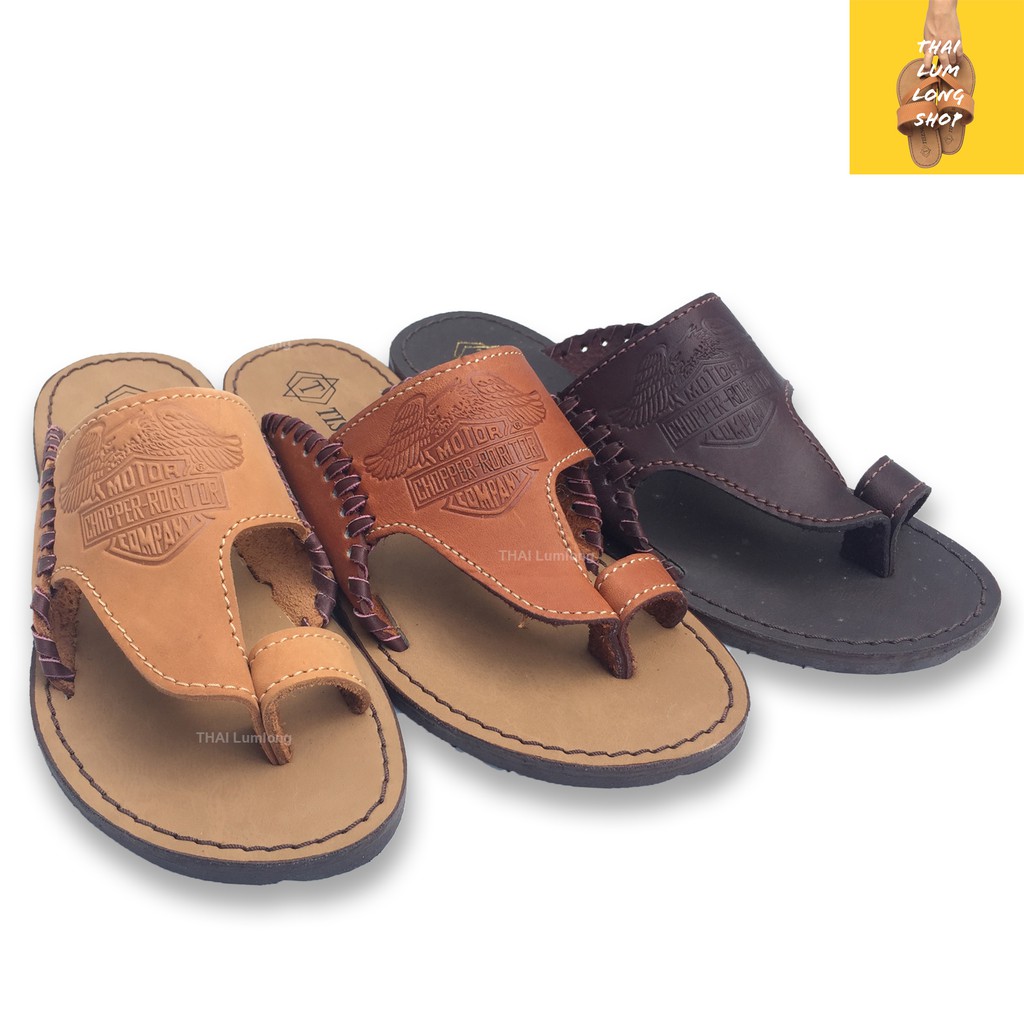 Thailumlong รองเท้าแตะหนังแท้ รุ่นA(141) สำหรับชาย หญิง เย็บมือ ลำลอง ทนทาน