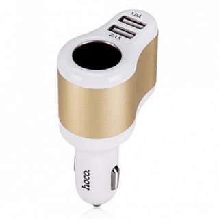 Car Charger Hocoแท้💯2in1 หัวชาร์จในรถ 2 USB + เพิ่มช่องจุดบุหรี่