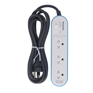 PANASONIC PLUG (ปลั๊กไฟ) PERFECT FIT 3 SOCKET 1 SWITCH [WCHG-24332-D] 3.0 METER (BLUE)