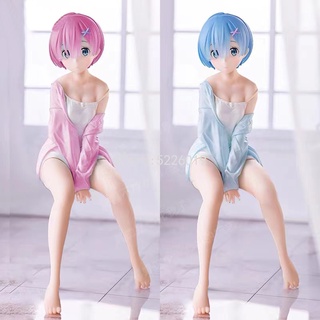 ใหม่ ตุ๊กตาฟิกเกอร์ Re Zero Starting Life in Another World Rem Ram Relax Time สีชมพู และสีฟ้า สําหรับตกแต่งห้อง 2022