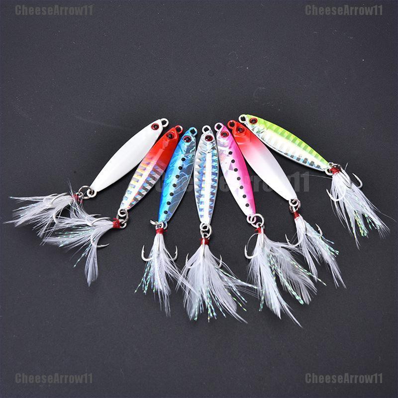 CheeseArrow 1pc metal jig fishing lure with feather 10g artificial bait