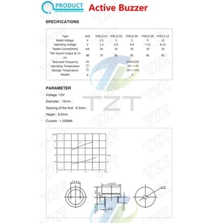 （10pcs）บัซเซอร์แม่เหล็ก 3V 5V 12V buzzer 12*9.5 มม. สําหรับลําโพง Arduino Mini Plug Speaker 10 ชิ้น