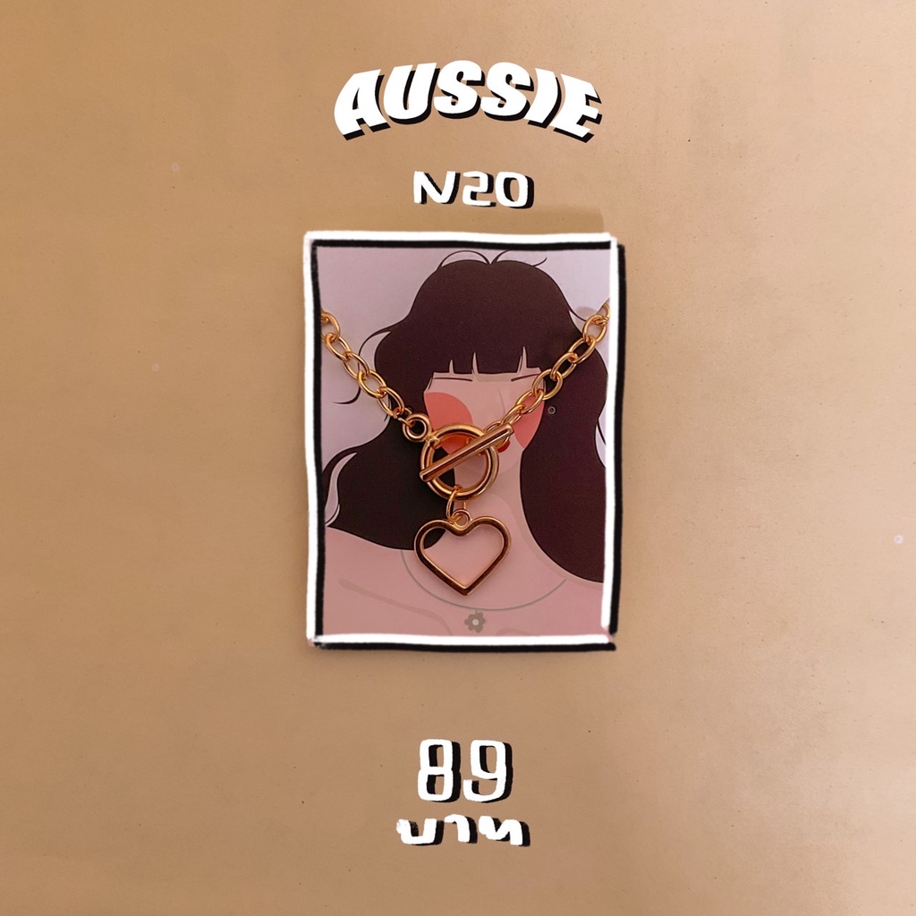 N20┇สร้อยคอจี้หัวใจตะขอเกี่ยว(ทอง)