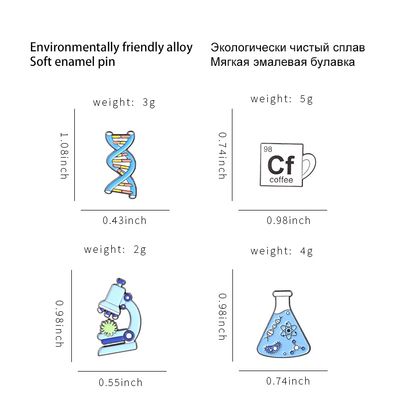 Pin Dna Pin เข็มกลัดการ์ตูนวิทยาศาสตร์เคลือบจุลทรรศน์สําหรับคนรักวิทยาศาสตร์ของขวัญวิทยาศาสตร์