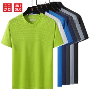 Uniqlo เสื้อยืดลําลอง แขนสั้น ทรงหลวม เหมาะกับการวิ่ง เล่นกีฬา ฟิตเนส สําหรับผู้ชาย