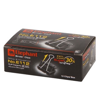 คลิปดำ 19 มม. (กล่อง12ตัว) ตราช้าง E112/Black Clip 19 mm. (12 Box) Elephant Brand E112