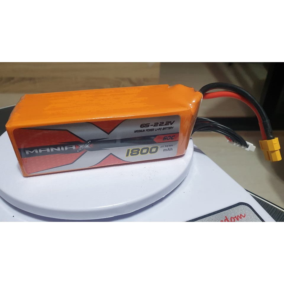 แบต Lipo ManiaX power 6S 1800mAh 80C ปลั๊ก XT60