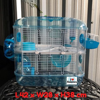 Blue Crystal Castle Hamster Cage กรงหนูแฮมสเตอร์ 2 ชั้น (สีฟ้าใส)