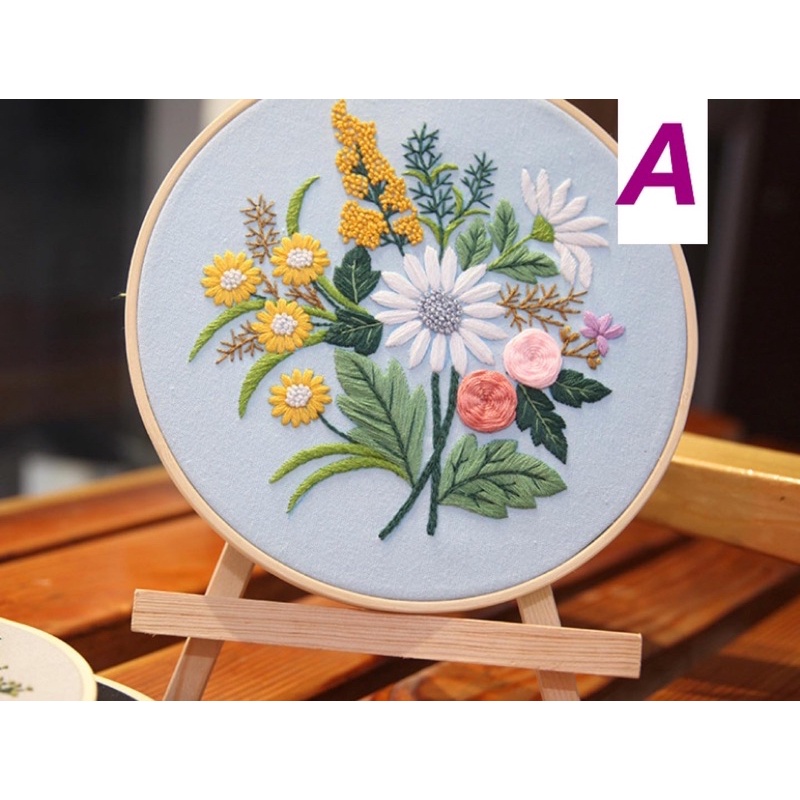 สอนฟรี ชุดปักลายดอกไม้ คำแนะนำภาษาไทย แถมสะดึงและที่สนเข็มEmbroidery Set Beginner ชุดปักผ้าDIY ส่งจาก กทม
