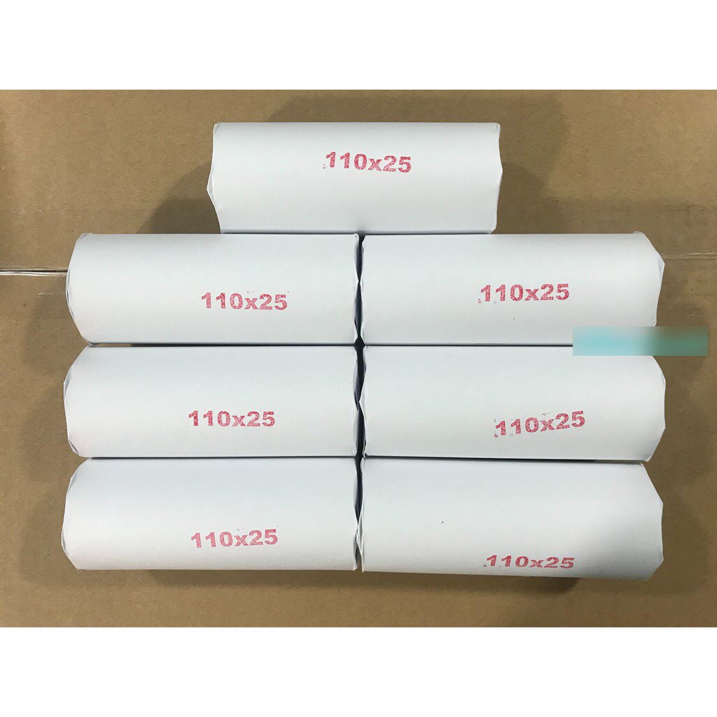 110x25 (45 มม.) กระดาษใบเสร็จความร้อน (เทอมอล) กล่องละ 7 ม้วน
