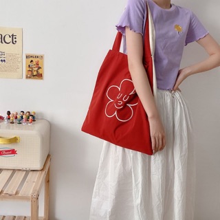 Flower two-tone tote bag กระเป๋าสองสี