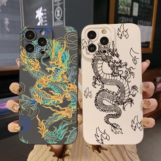 เคสโทรศัพท์มือถือ ขอบสี่เหลี่ยม ลายมังกรจีน สําหรับ OPPO Reno7 4G Reno6 Reno8 Z 5G Reno5 F 7 Lite A17 A17K A77S A57S