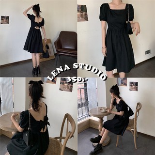 Lena Studio🌷พร้อมส่ง ♡ Little Back Bow Dress เดรสสีดำผูกโบว์ด้านหลัง