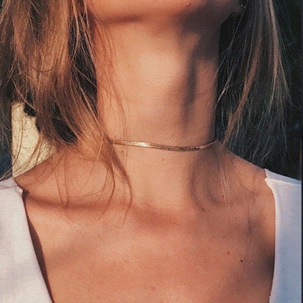 ส่งจากไทย สร้อยคอCollar แฟชั่นแบบเรียบ_สร้อยคอสำหรับผู้หญิง สร้อยคอแบบหรูหรา
