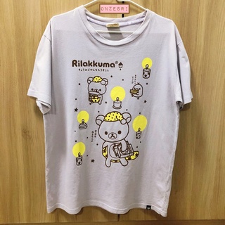 เสื้อยืด Rilakkuma ซื้อจากญี่ปุ่น ไซส์ L สีม่วง ลายชุดนอน มีตำหนิเล็กน้อย อก 40