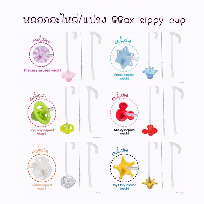 หลอดอะไหล่+แปรงล้างหลอด BBox soppy cup Disney collection
