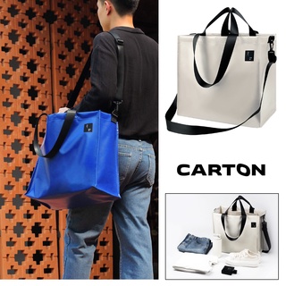 CARTON BAG กระเป๋าผ้าใบขนาดใหญ่ ใช้ใส่สัมภาระแบบถือ สะพายไหล่และคาดตัว กันน้ำ พร้อมกับฐานรองก้น สกรีนชื่อ KIDNAP ME.