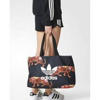 Adidas Originals Oncada B Trefoil Logo Animal Print Carry Shopper Tote Bag (L)