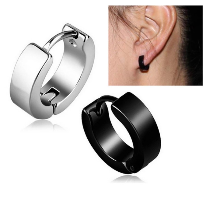 MENS TITANIUM EARRINGS BLACK TITANIUM PIERCING EARRINGS