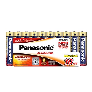 🔥แนะนำ!! PANASONIC ถ่านอัลคาไลน์ AAA รุ่น LR03T/10SL (แพ็ค 10 ชิ้น) สีทอง 🚚พิเศษ!!✅