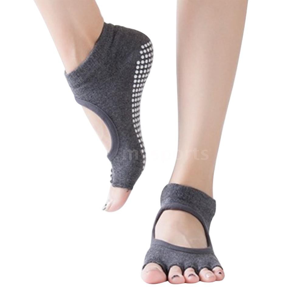4 Pairs Yoga Socks for Women Anti-Skid Pilates Socks Non Slip Sticky Ballet Barre Socks with Grippers