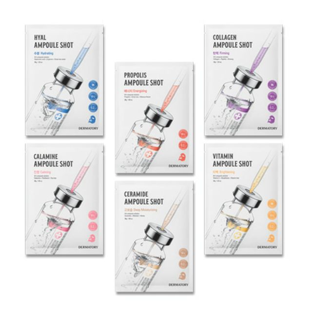 Dermatory Ampoule Pro Hyal Shot Mask Sheet (Collagen) / Cica Shot Calming / Pro Aqua Hyalderm Band / Zinc Derm Band