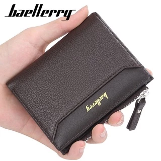 Baellerry กระเป๋าสตางค์หนัง PU สําหรับผู้ชายแบบสั้นสไตล์เกาหลี Multi-Card License Holder Gold Logo RFID