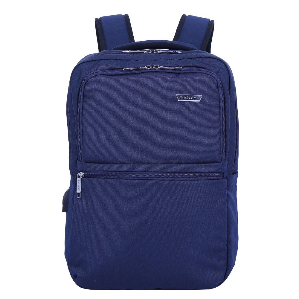 [GENUINE] Sakos Agatha Navy กระเป๋าเป้แล็ปท็อปแฟชั่น unisex พร้อมผ้ากันน้ําอย่างดีและช่องกว้างขวาง -