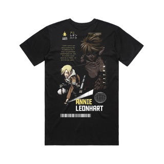 แขนสั้นcrew neckเสื้อยืด พิมพ์ลาย Psycho Crucify Annie Leonhart | สีดํา | เสื้อเชิ้ต ลาย Attack On Titan | เสื้อยืด ลายก