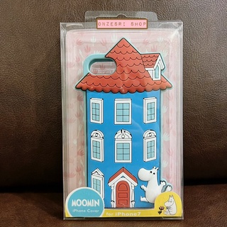 Case iPhone 7/8 from Japan แบบ Soft ไดคัทคลุมรอบเครื่อง ลายบ้าน Moomin สีฟ้า