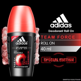 Adidas Deodorant Roll On Team Force For Him 40ml ผลิตภัณฑ์ลูกกลิ้งระงับกลิ่นใต้วงแขนสำหรับผู้ชายกลิ่นพิเศษ