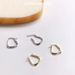 earika.earrings - trapezoid hoop ต่างหูห่วงสี่เหลี่ยมคางหมูก้านเงินแท้ชุบทองคำขาว/ทอง เหมาะสำหรับคนแพ้ง่าย