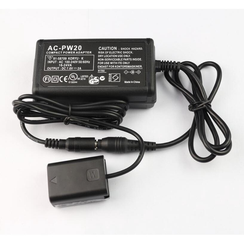 AC-PW20 Power Adapter สําหรับ SONY ILCE-7/6000/6300/7S/7RM2/6500/6400/RX10M234/QX1/5000/5100 NEX5T N