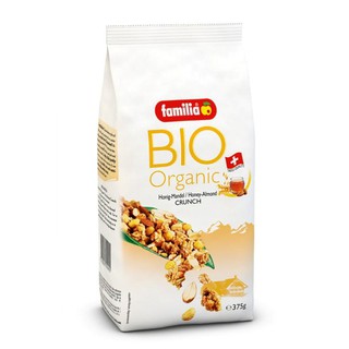 Familia Bio Organic Crunch Honey Almond แฟมิเลีย ไบโอ ออแกนิค ซีเรียลธัญพืช กราโนล่า น้ำผึ้งและอัลมอนด์ 375g.