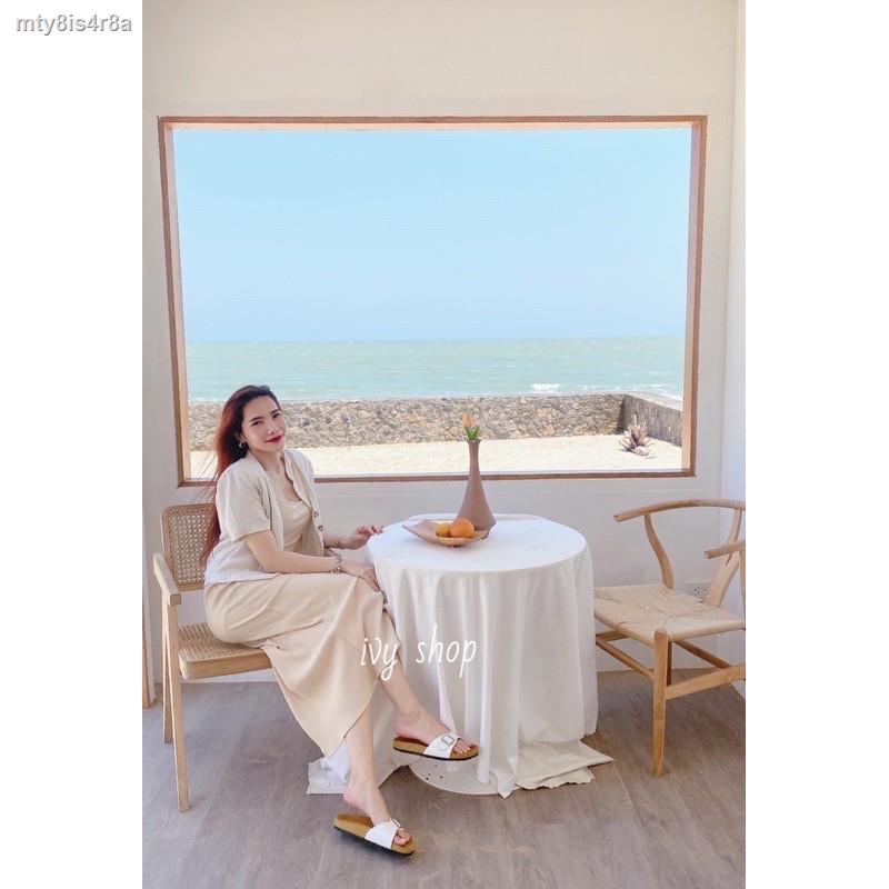 2021พร้อมส่ง ⚡️IVY SHOES รองเท้าไบเก้น พื้นนุ่ม หน้าเข็มขัด 1 ตอน สีขาว✨