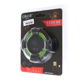 OKER USB 2.0 HUB 4 Port H-1 Green/Black