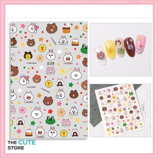 🐷🐻สติกเกอร์​ 3D​ การ์ตูนน่ารัก​ สำหรับตกแต่งเล็บ